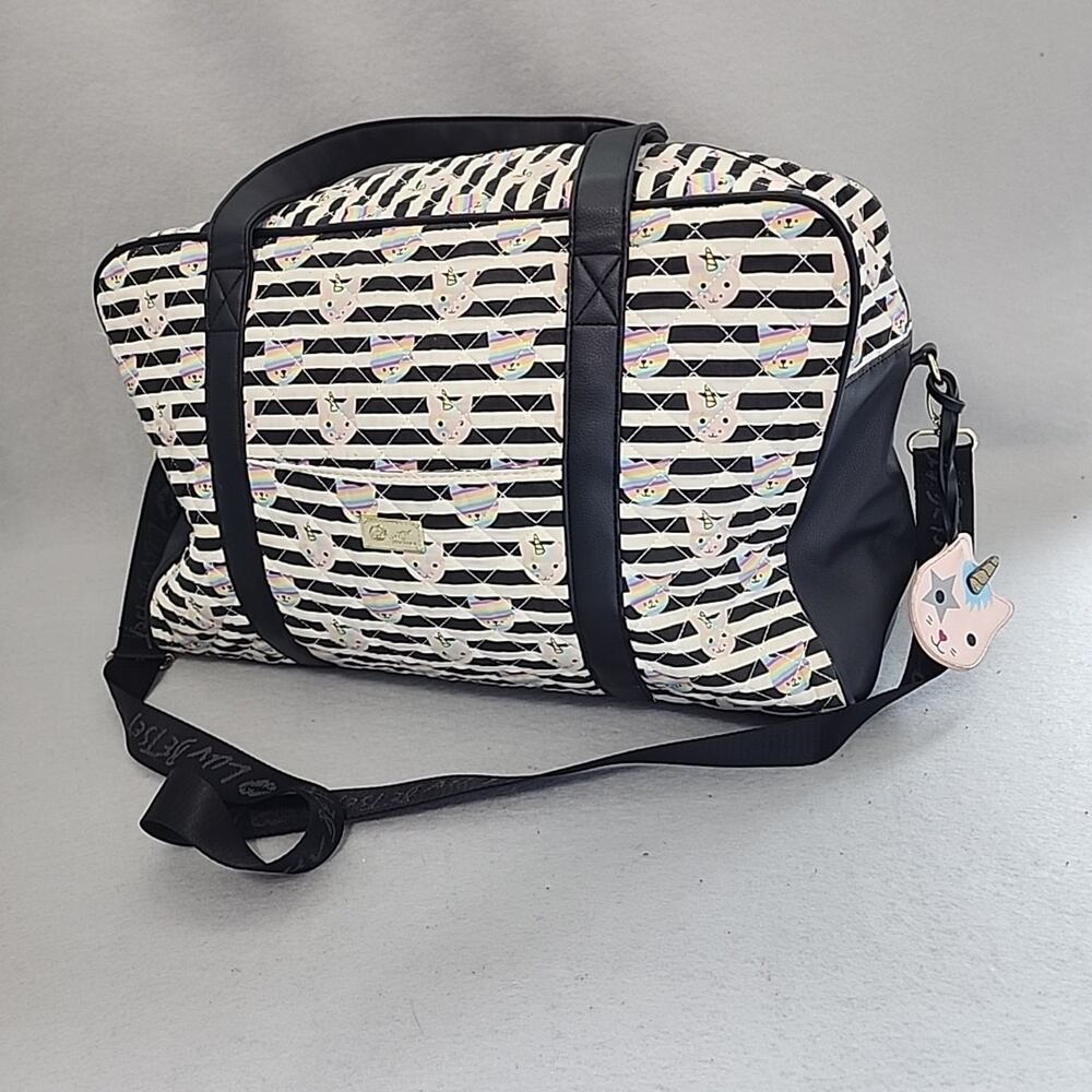 Luv Betsey by Johnson Unicorn Cats Quilted Weekender Travel Bag Rainbow 18x12x10